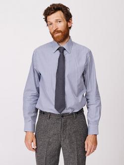 Aubin Hardy Cotton Regular Fit Cutaway Collar Stripe Shirt, Dark Blue