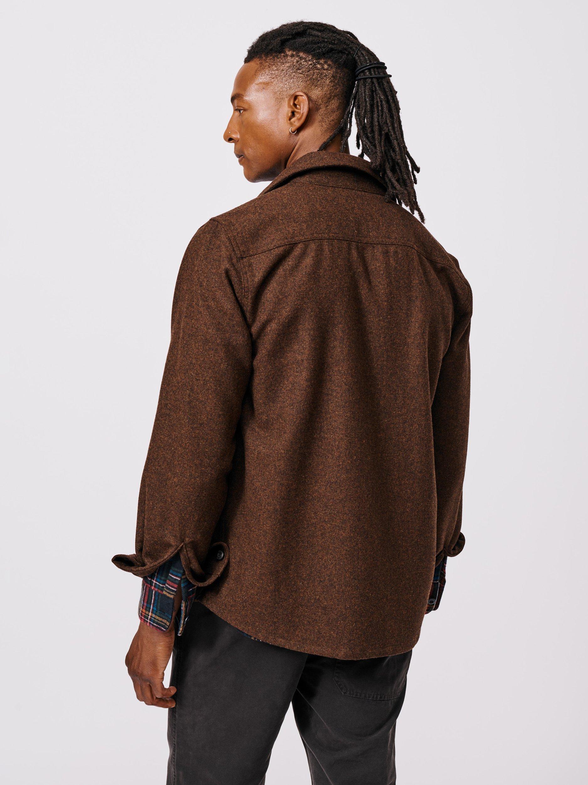 Product image 2 of 5, which shows Aubin Lysaghts Wool Blend Regular Fit Overshirt, Dark Chocolate, XL