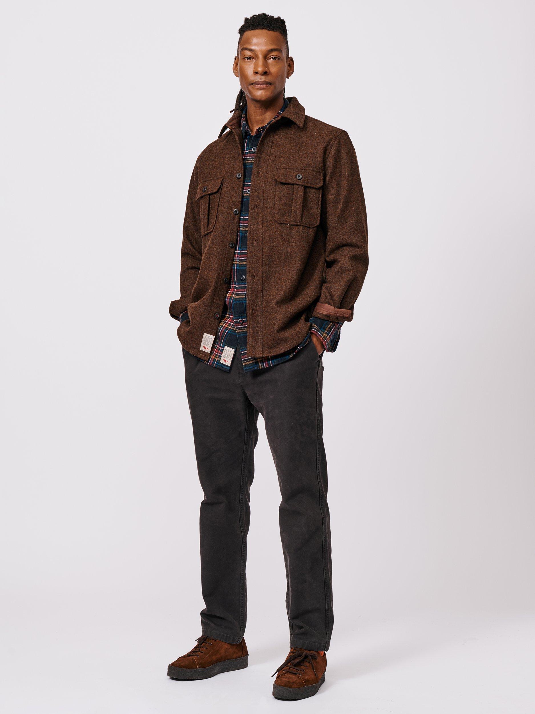 Product image 3 of 5, which shows Aubin Lysaghts Wool Blend Regular Fit Overshirt, Dark Chocolate, XL