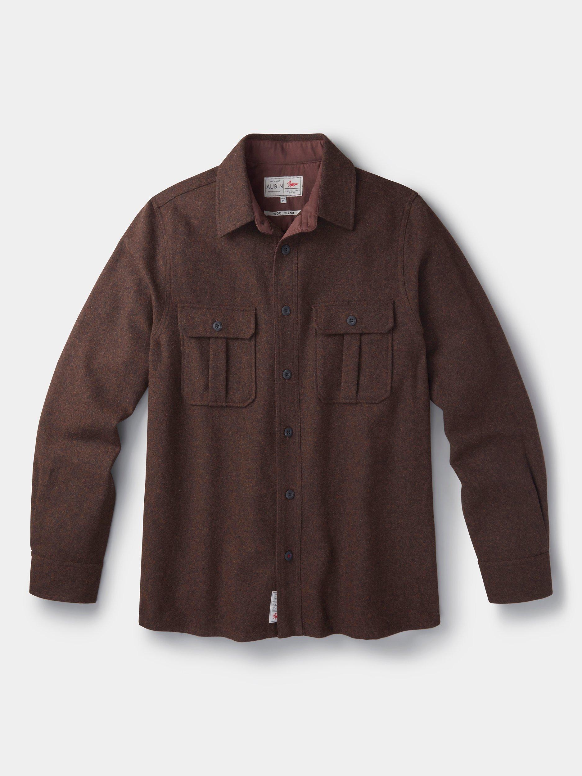 Product image 5 of 5, which shows Aubin Lysaghts Wool Blend Regular Fit Overshirt, Dark Chocolate, XL