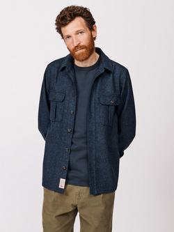 Aubin Ravendale Wool Regular Fit Herringbone Overshirt, Navy, Navy