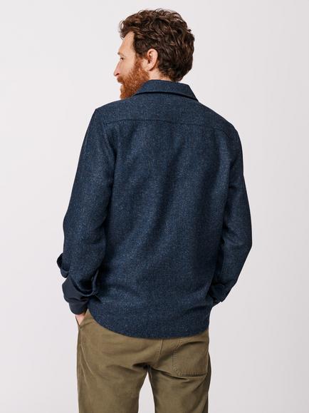 Aubin Ravendale Wool Regular Fit Herringbone Overshirt, Navy - view 2, Navy