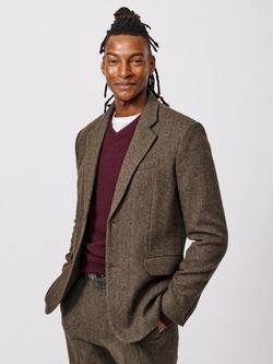 Aubin Pasmore Herringbone Wool Suit Blazer, Green, Green