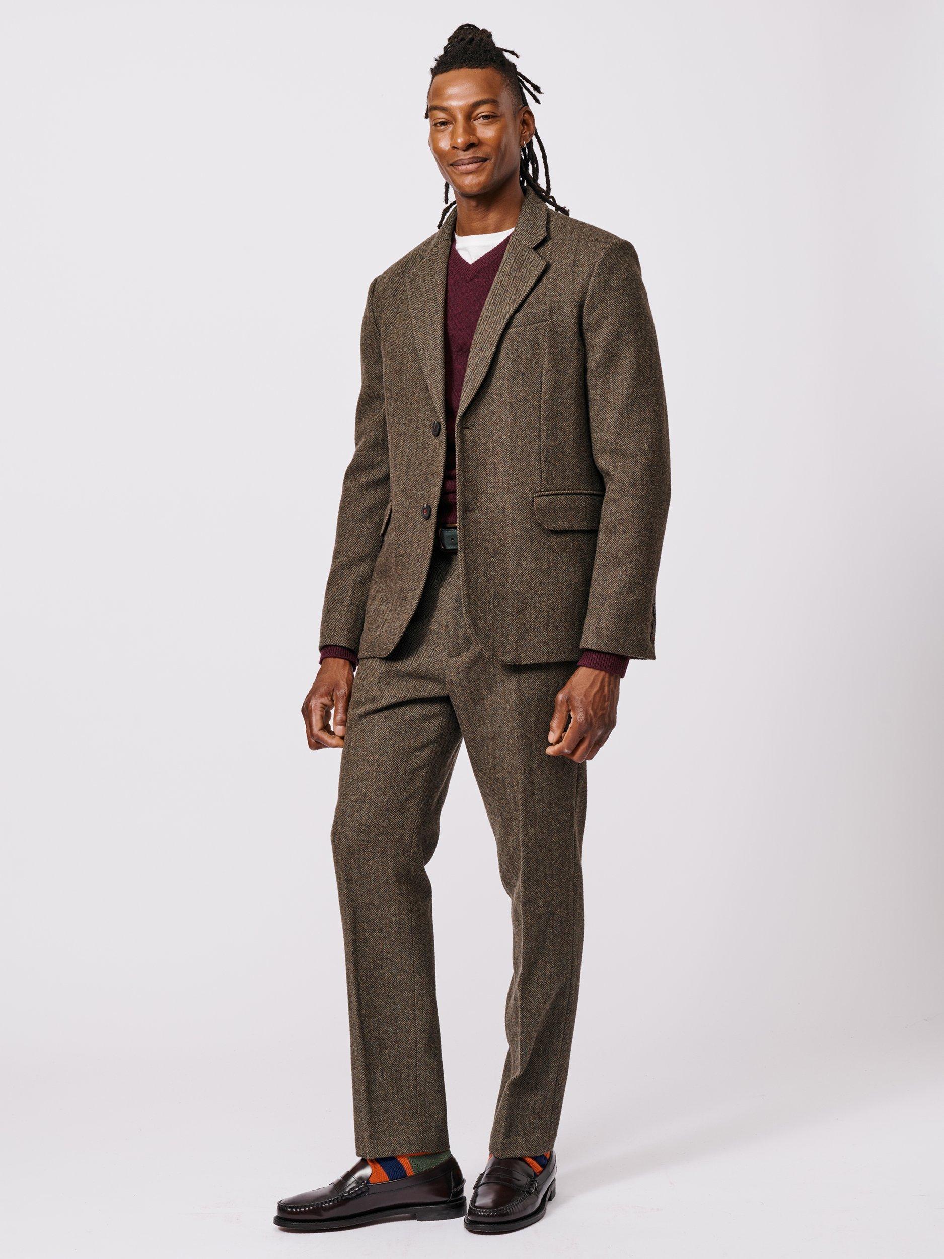 Product image 3 of 7, which shows Aubin Pasmore Herringbone Wool Suit Blazer, Green, 38R