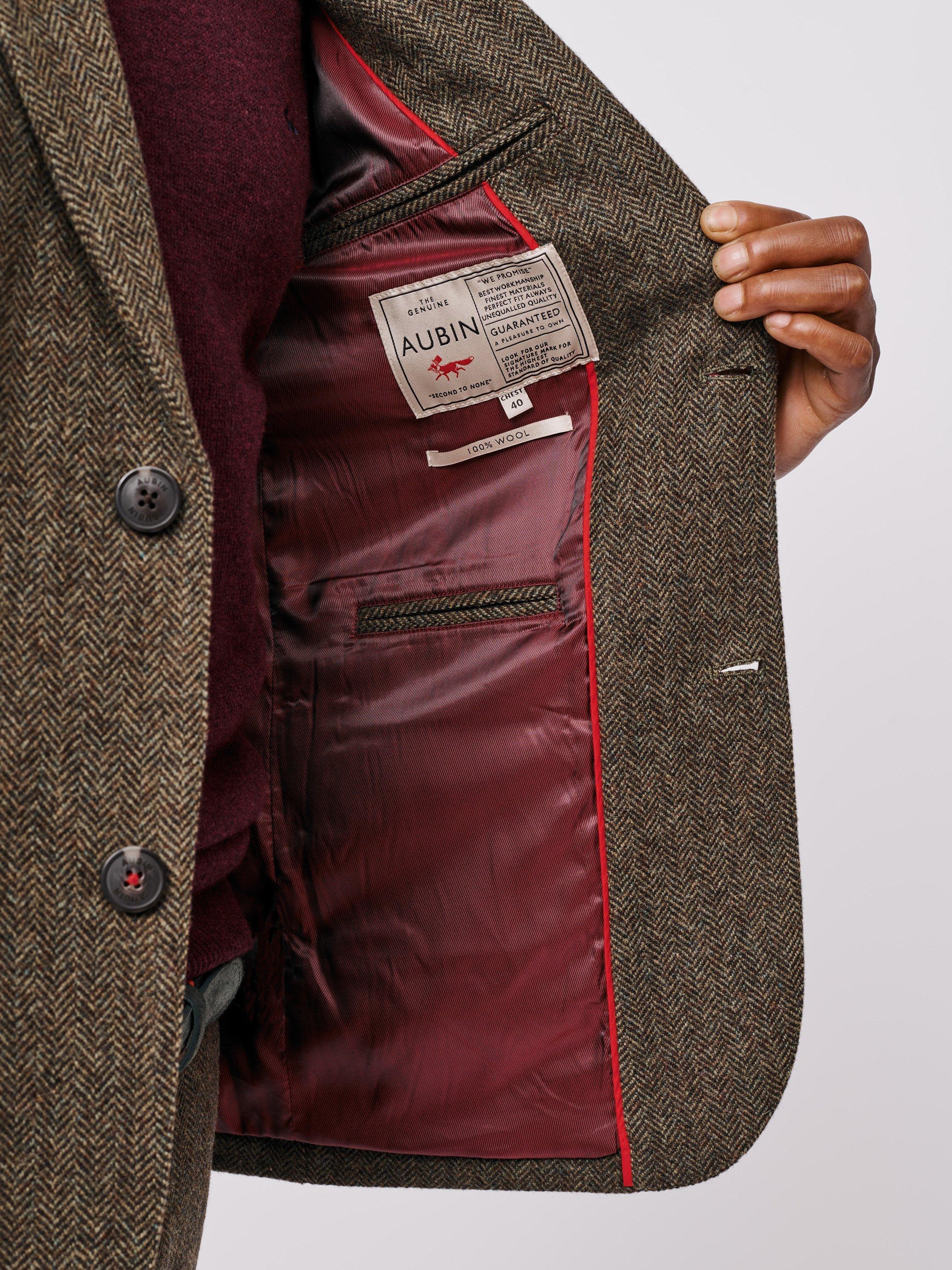 Product image 4 of 7, which shows Aubin Pasmore Herringbone Wool Suit Blazer, Green, 38R