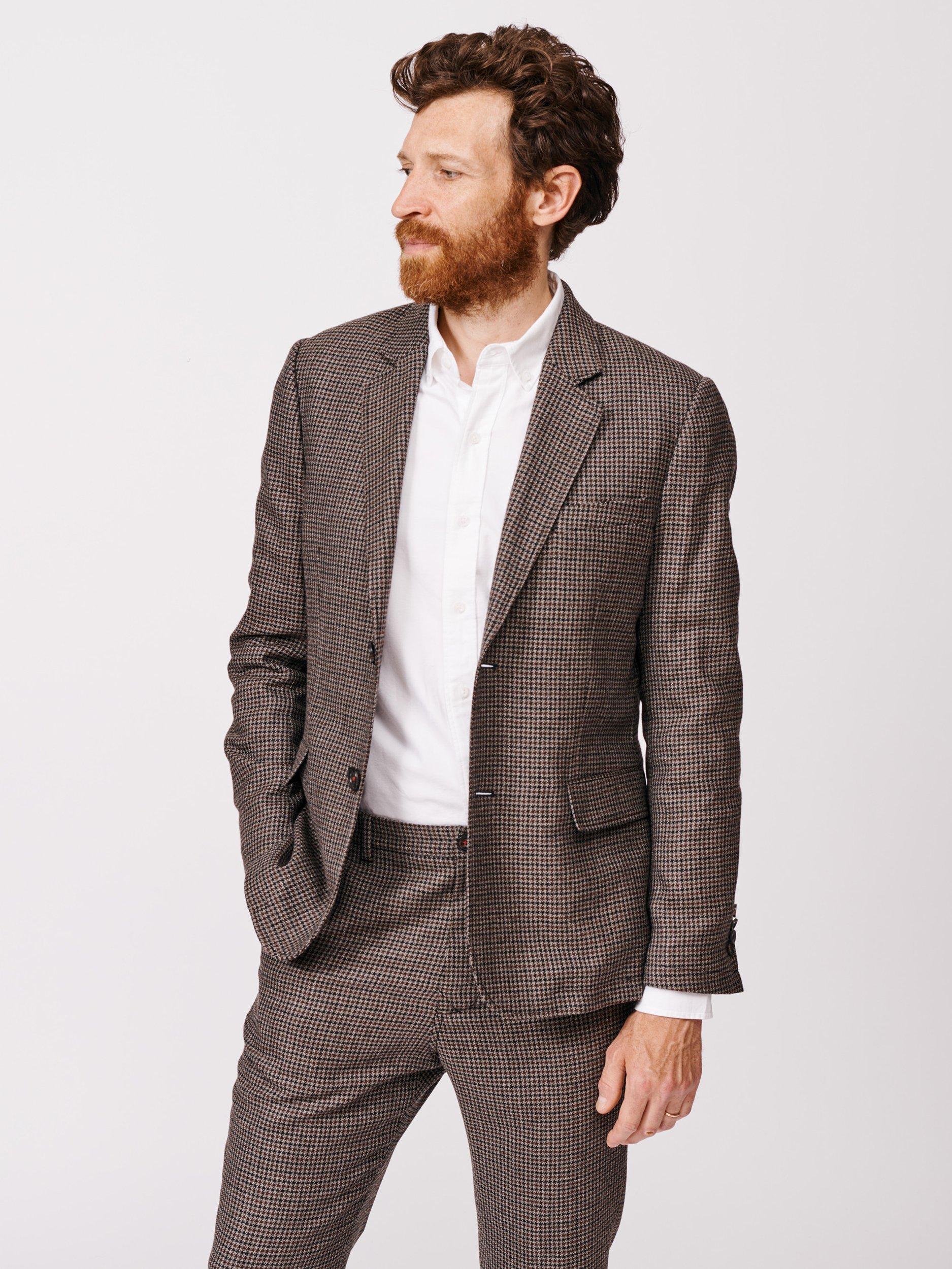 Product image 1 of 8, which shows Aubin Pasmore Puppy Tooth Wool Suit Blazer, Multi, 38R