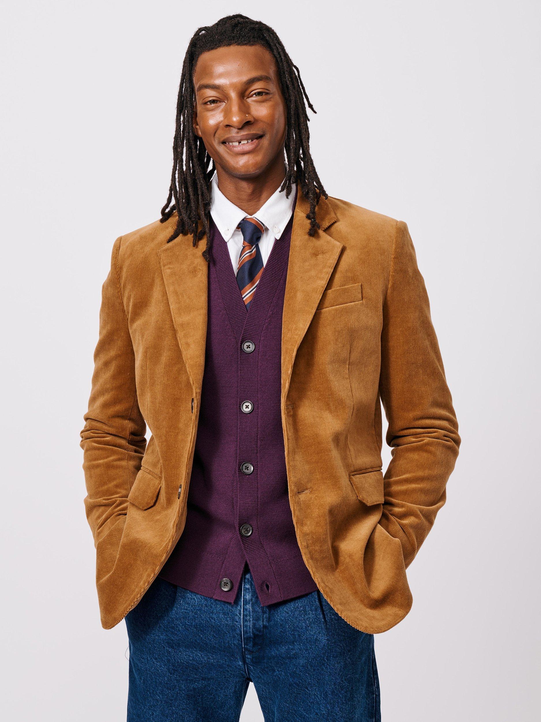 Product image 1 of 7, which shows Aubin Pasmore Corduroy Suit Blazer, Camel, 38R