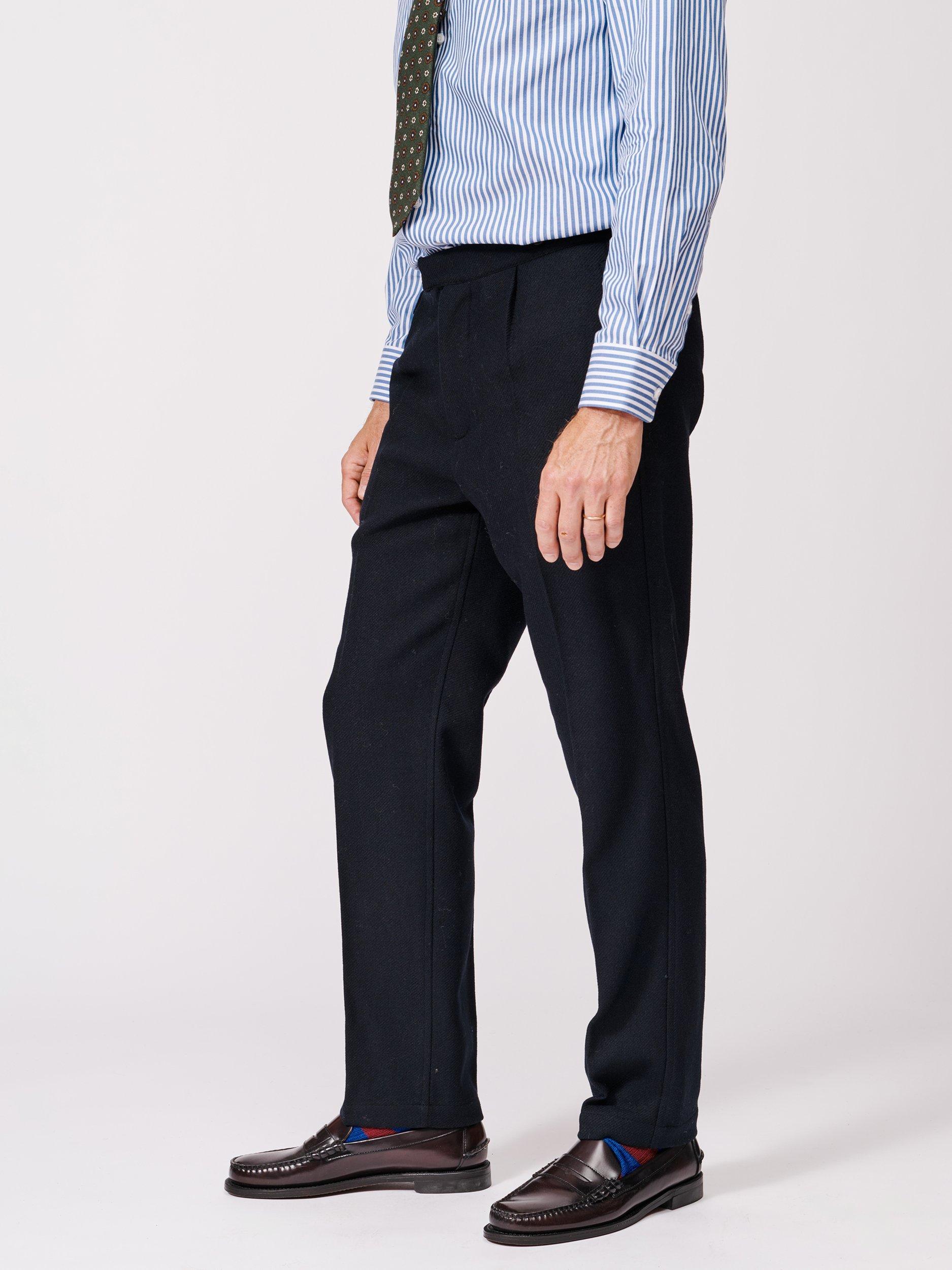 Product image 3 of 7, which shows Aubin Mareham Wool Suit Trousers, Navy, 30R