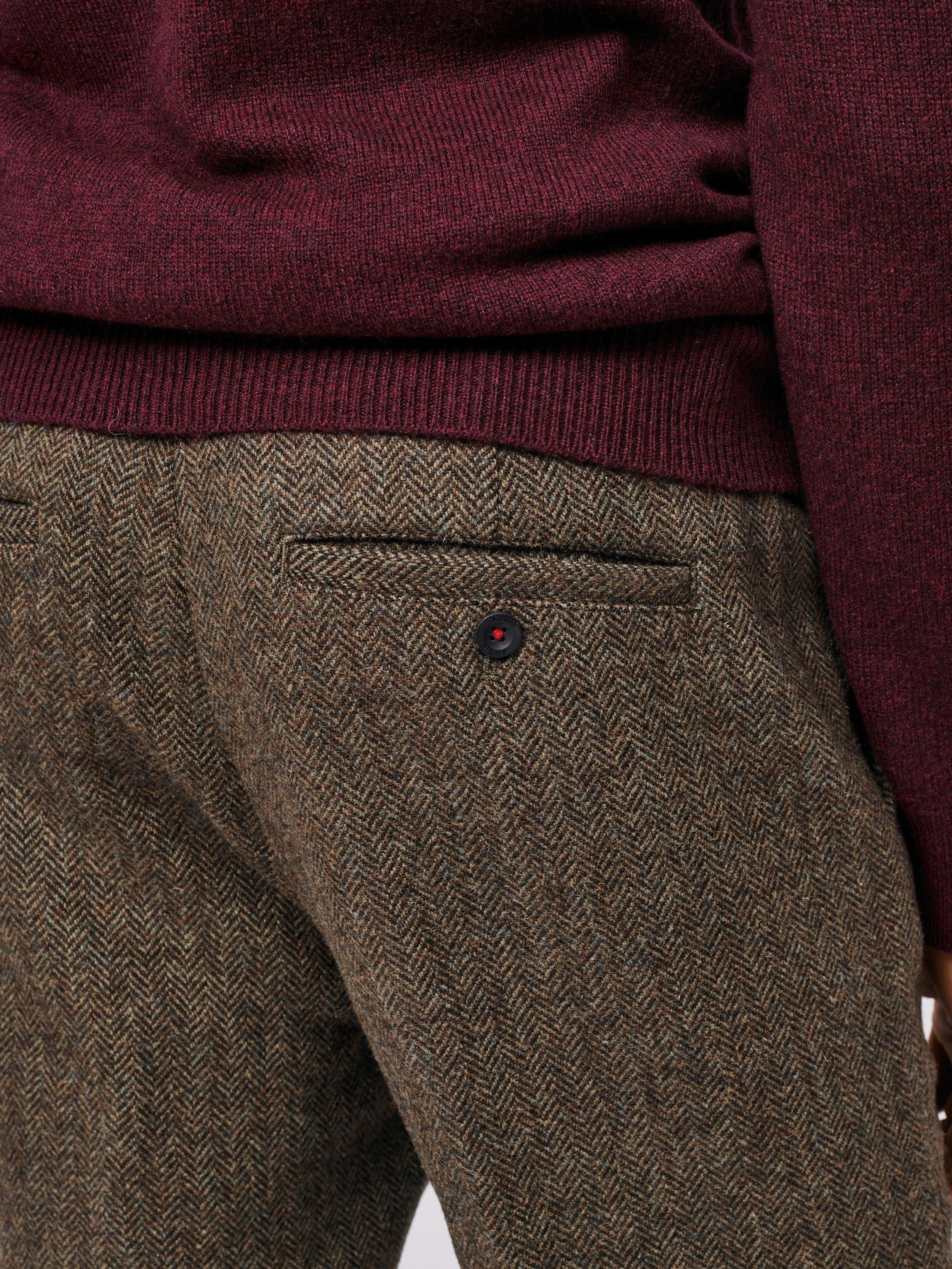 Product image 4 of 5, which shows Aubin Pasmore Herringbone Wool Suit Trousers, Green, 30R