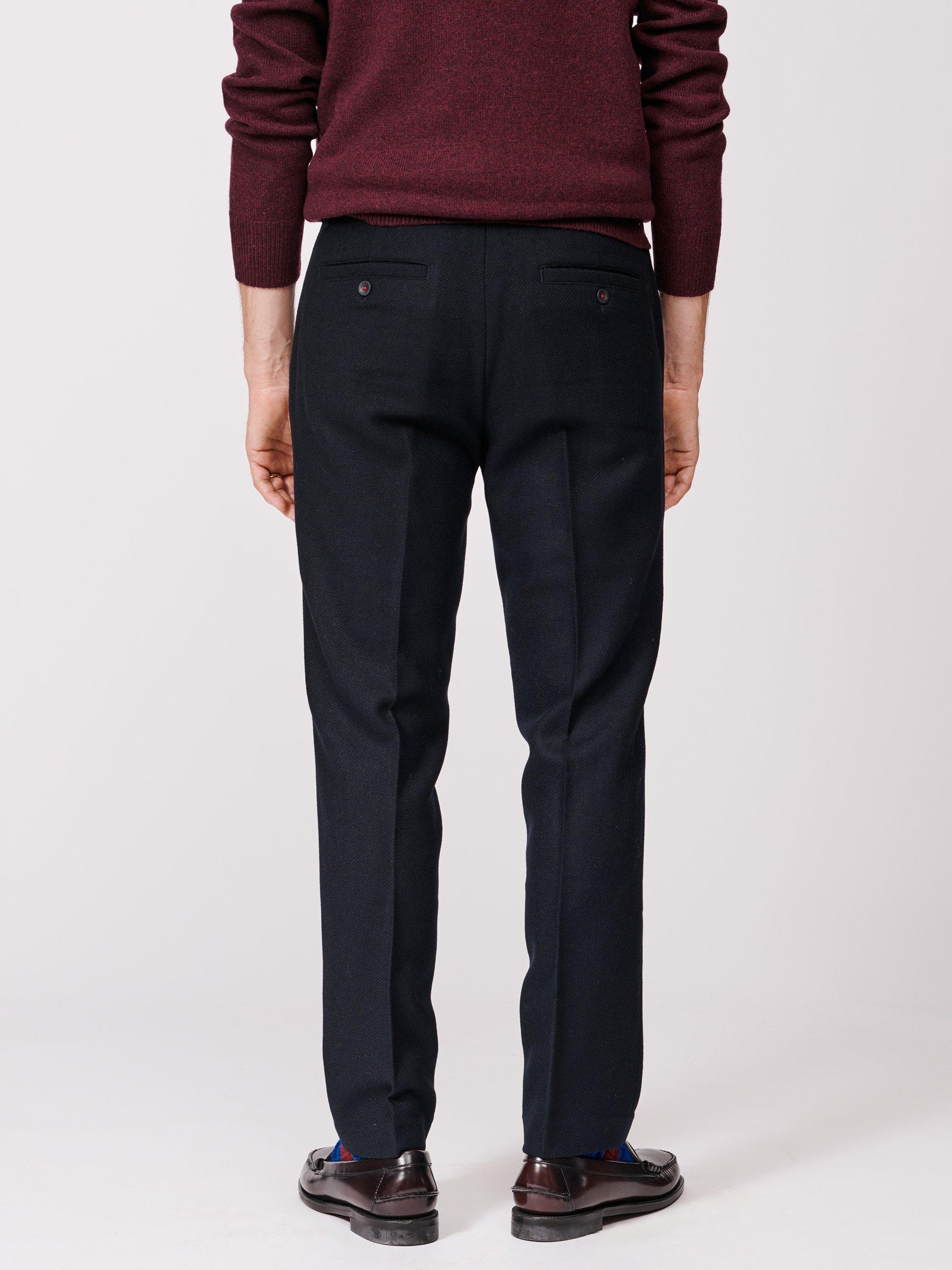Product image 2 of 5, which shows Aubin Pasmore Wool Suit Trousers, Navy Flannel, 30R