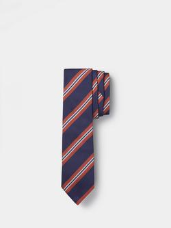 Aubin Stripe Silk Tie, Navy/Tan, Navy/Tan