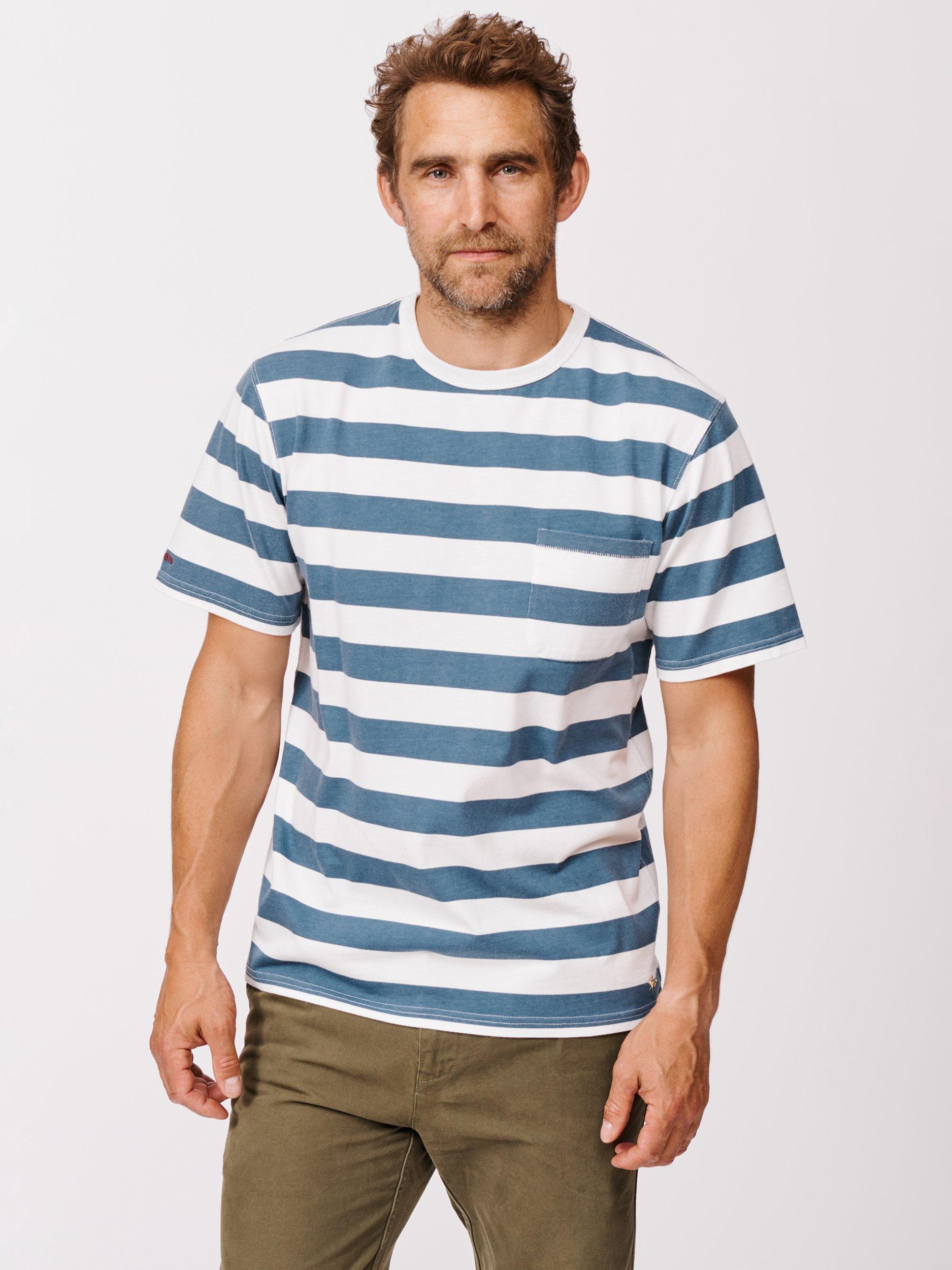 Aubin Santon Relaxed Stripe T-Shirt, Deep Blue/White