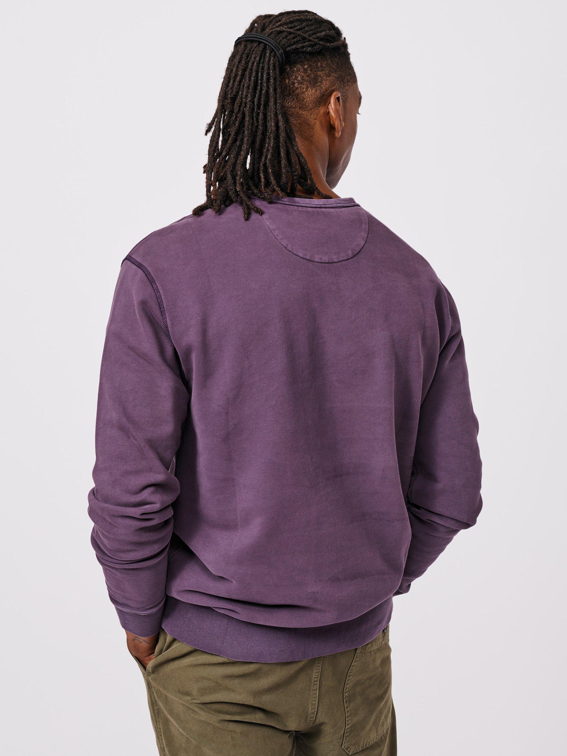 Product image 2 of 6, which shows Aubin Vestry Crew Neck Cotton Sweatshirt, Deep Purple, S