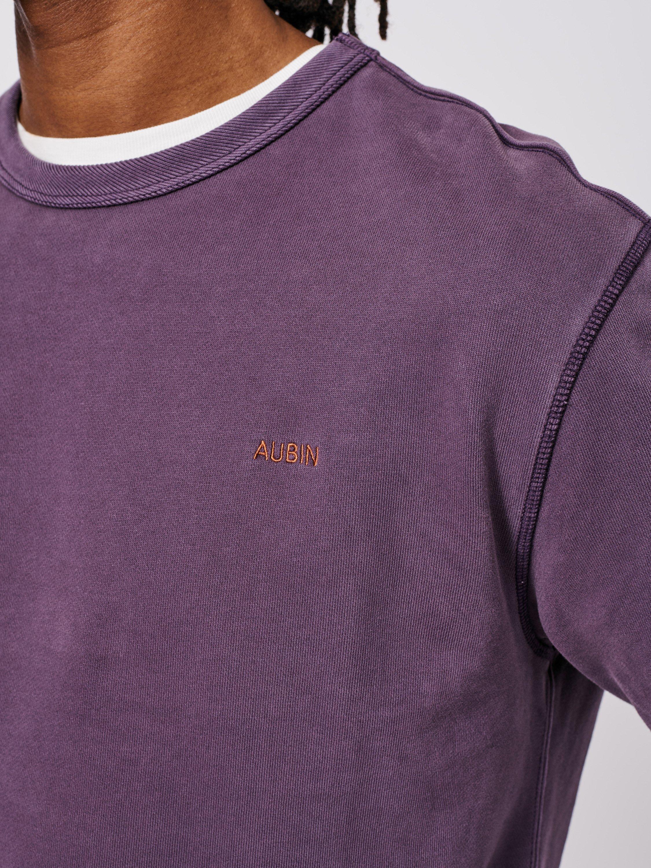 Product image 4 of 6, which shows Aubin Vestry Crew Neck Cotton Sweatshirt, Deep Purple, S