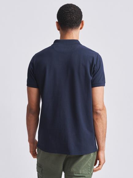 Aubin Croft Cotton Polo Shirt, Navy - view 2, Navy