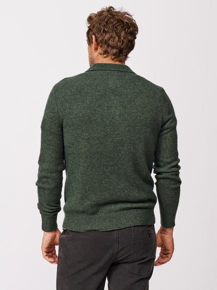 Aubin Shore Wool Blend Long Sleeve Polo Shirt - view 2, Khaki
