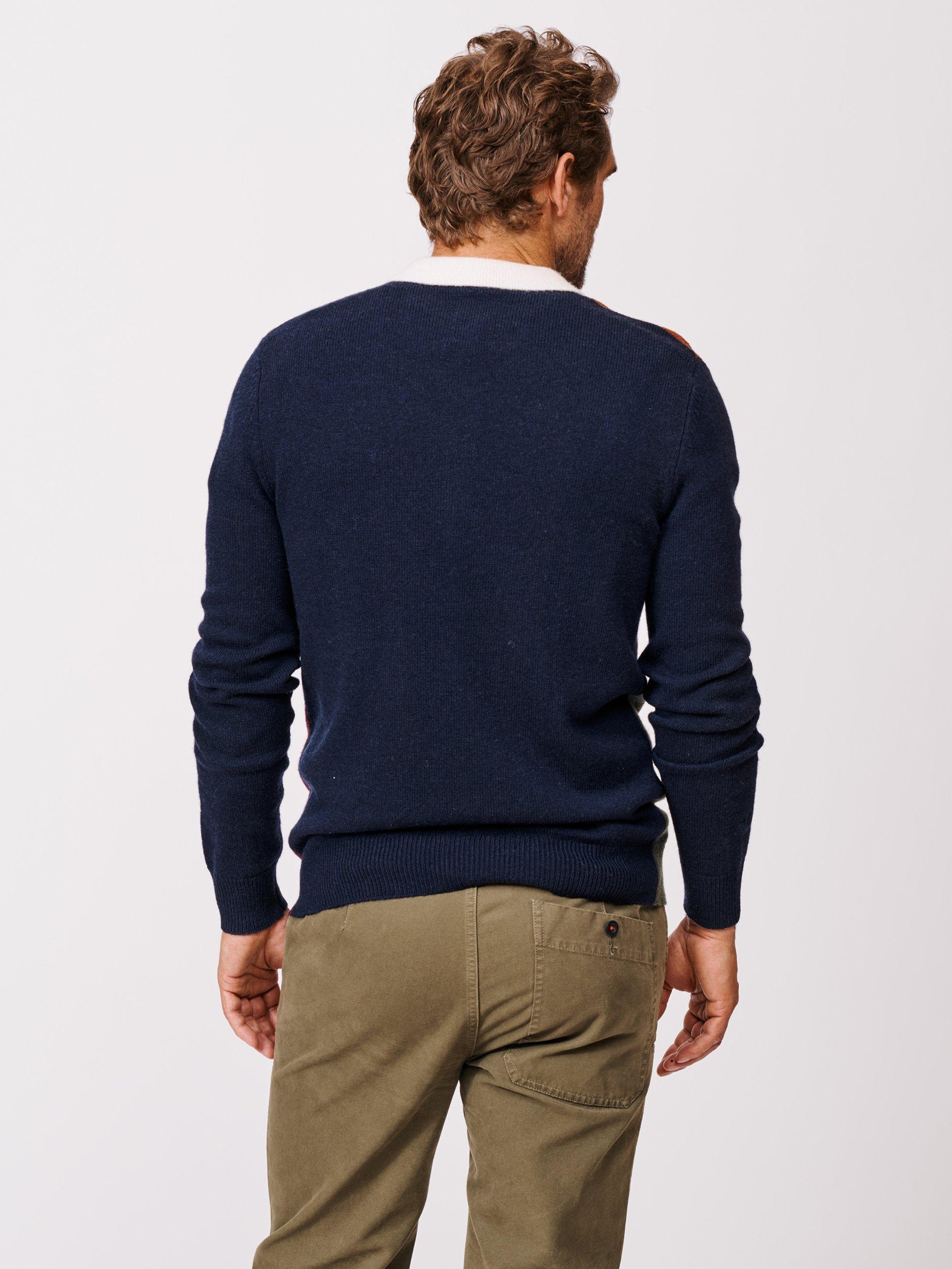 Product image 2 of 5, which shows Aubin Kendal Knitted Harlequin Rugby Top, Multi, M