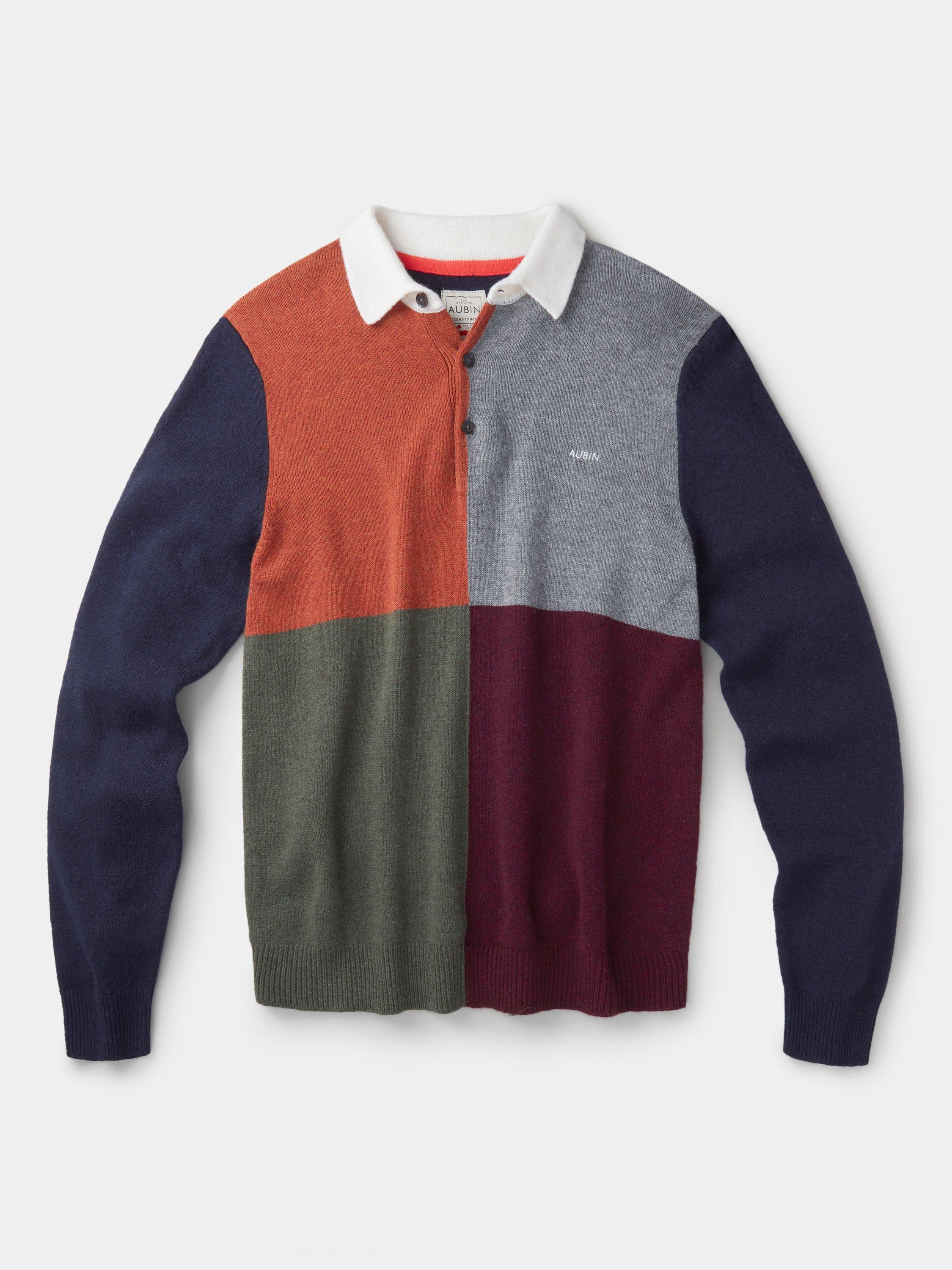 Product image 5 of 5, which shows Aubin Kendal Knitted Harlequin Rugby Top, Multi, M