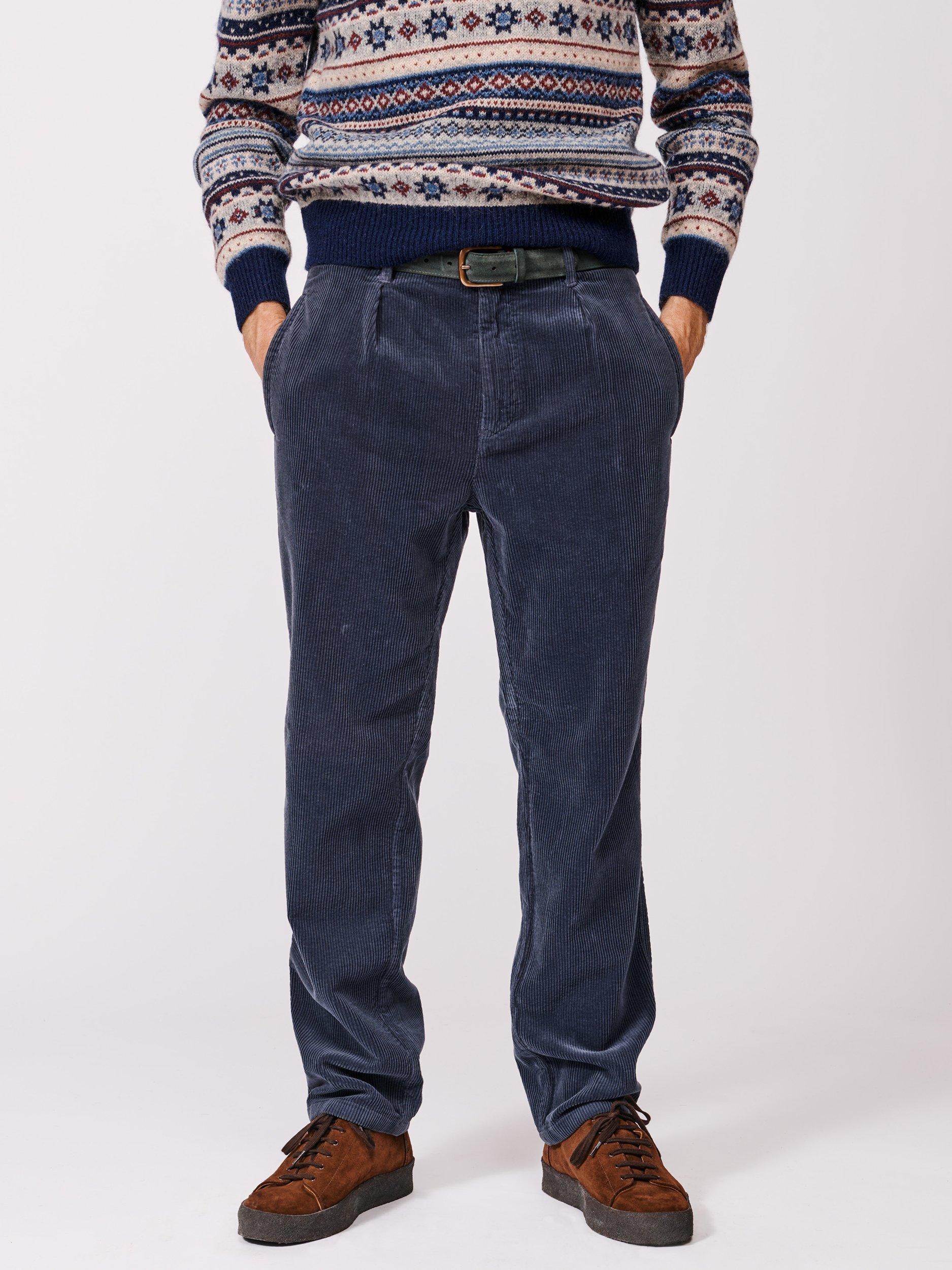 Product image 1 of 5, which shows Aubin Barrowby Cord Trousers, Navy, 30R