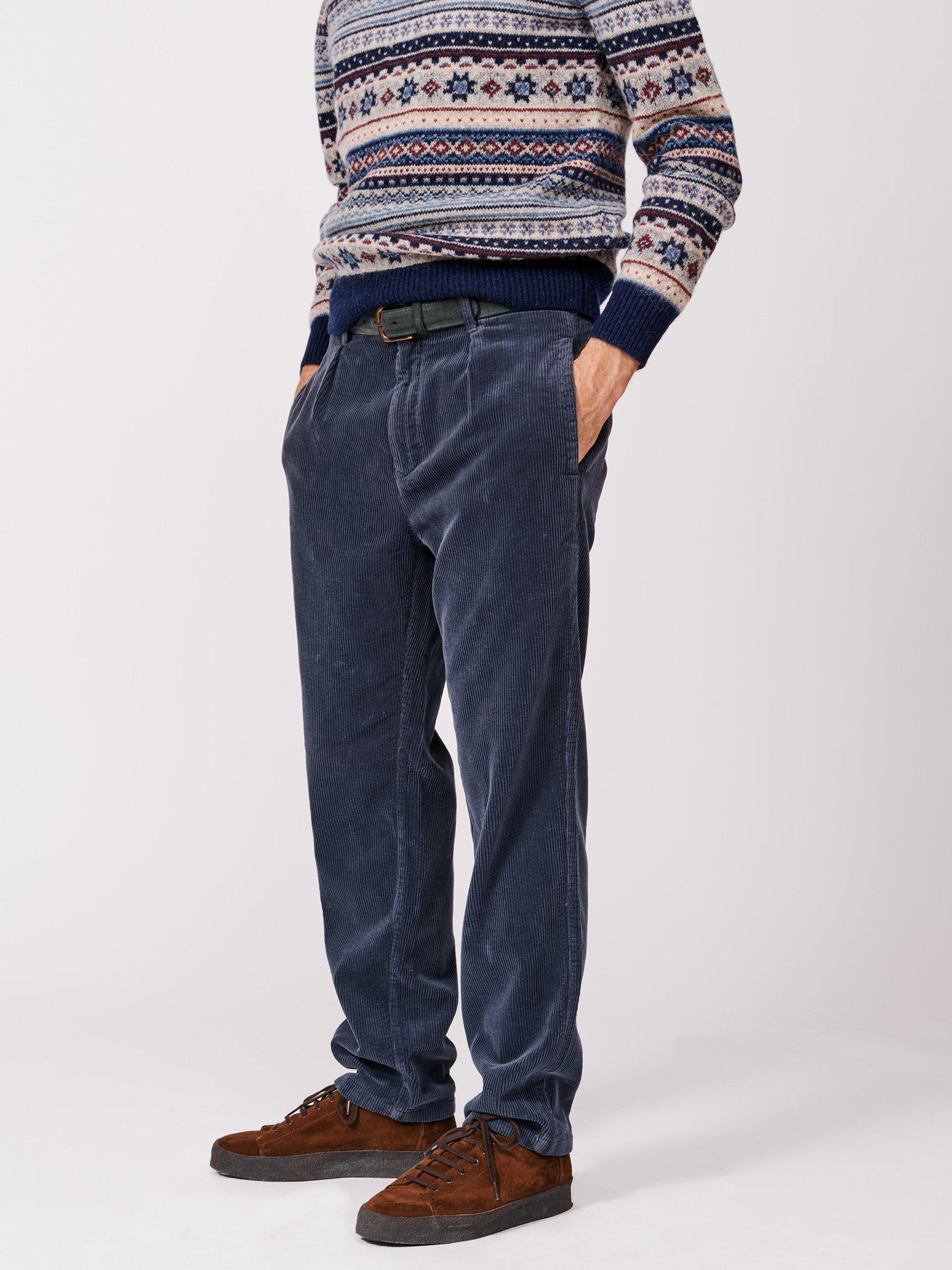 Product image 2 of 5, which shows Aubin Barrowby Cord Trousers, Navy, 30R