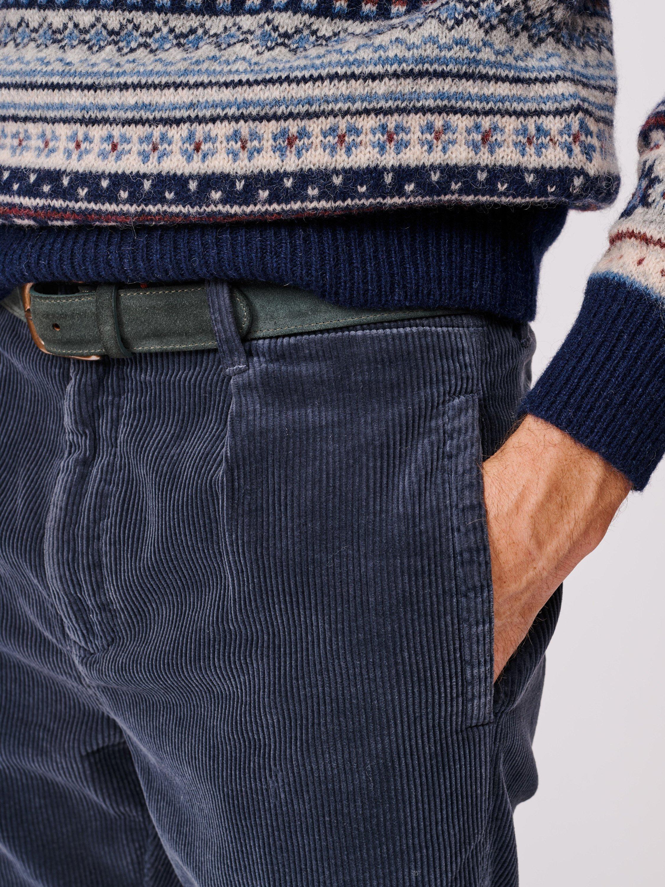 Product image 3 of 5, which shows Aubin Barrowby Cord Trousers, Navy, 30R