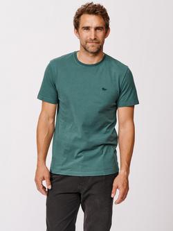 Aubin Organic Cotton Regular Fit Short Sleeve Logo T-Shirt, Dark Khaki