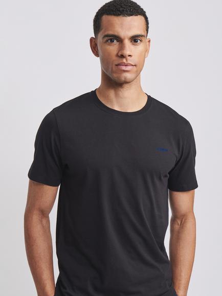 Aubin Fotherby Crew Neck Cotton T-Shirt, Black