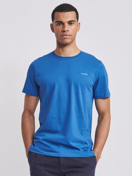 Aubin Fotherby Crew Neck Cotton T-Shirt, Blue