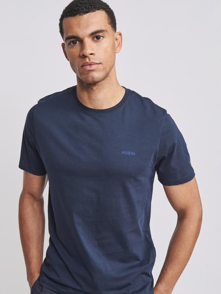 Aubin Fotherby Crew Neck Cotton T-Shirt, Navy, Navy