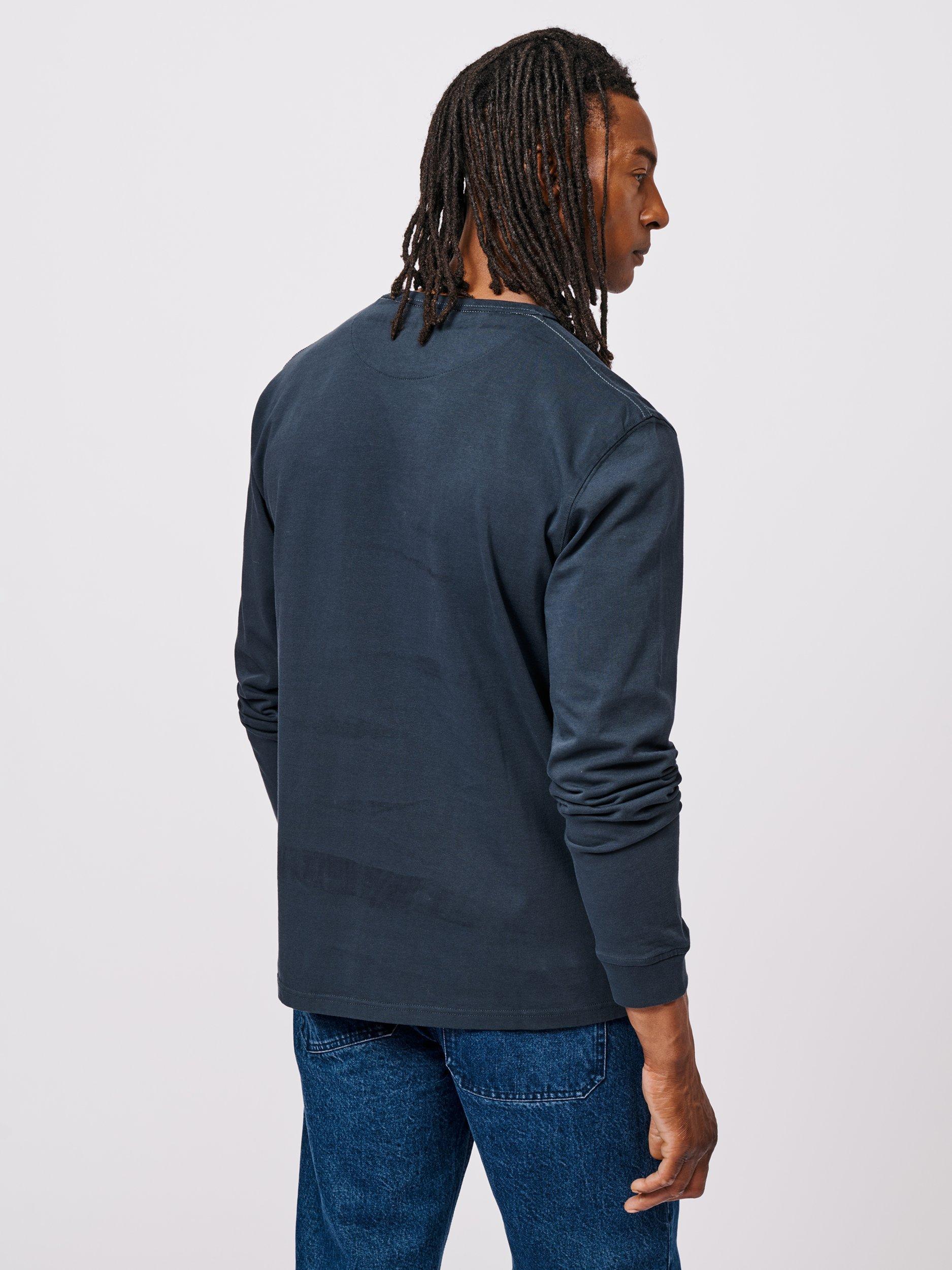 Product image 2 of 4, which shows Aubin George Cotton Regular Fit Long Sleeve T-Shirt, Navy, M