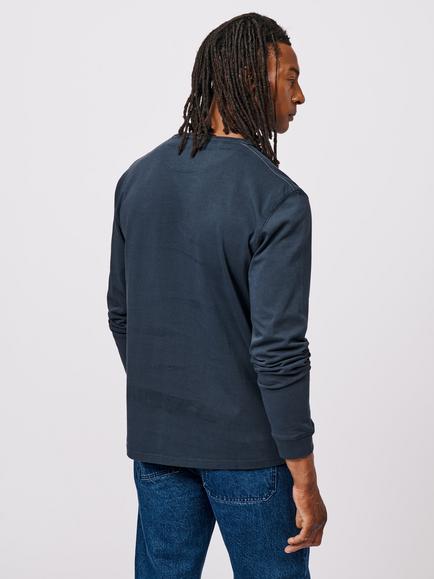 Aubin George Cotton Regular Fit Long Sleeve T-Shirt - view 2, Navy