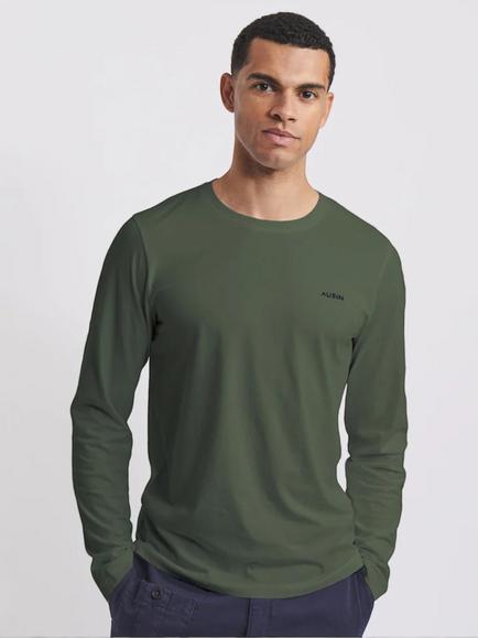 Aubin Hatcliffe Cotton Long Sleeve T-Shirt, Black, Khaki