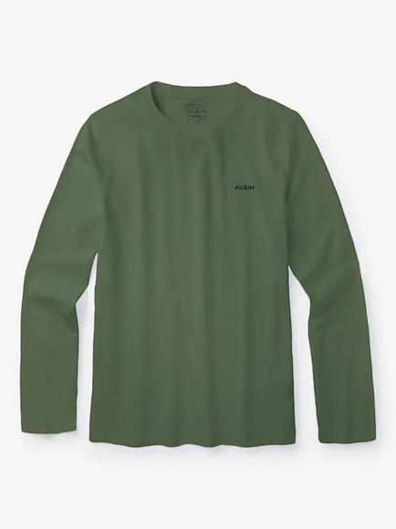 Aubin Hatcliffe Cotton Long Sleeve T-Shirt - view 2, Khaki