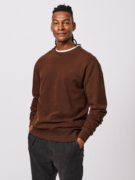 Aubin Vestry Crew Neck Cotton Sweatshirt, Chocolate