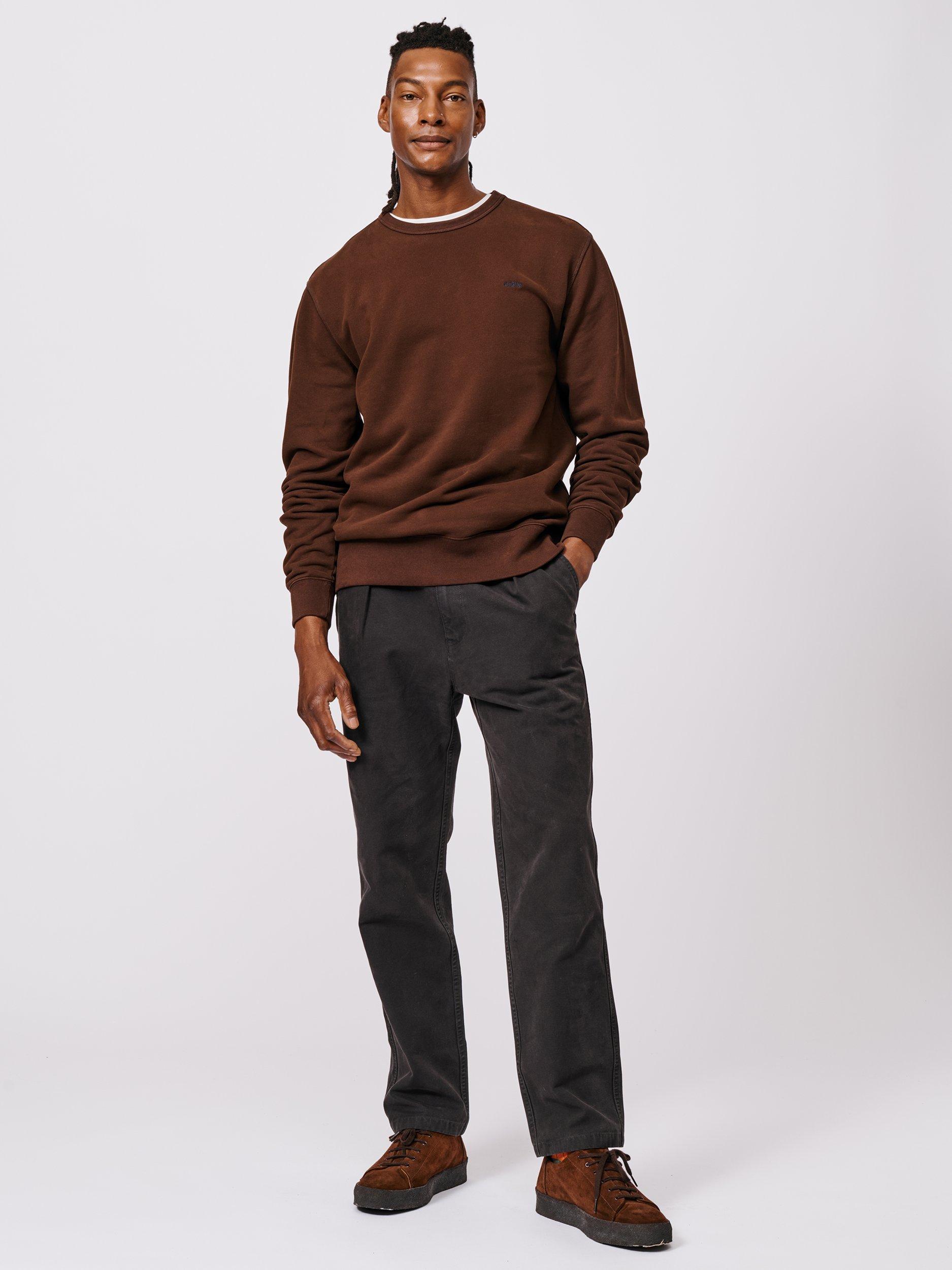 Product image 3 of 6, which shows Aubin Vestry Crew Neck Cotton Sweatshirt, Chocolate, S