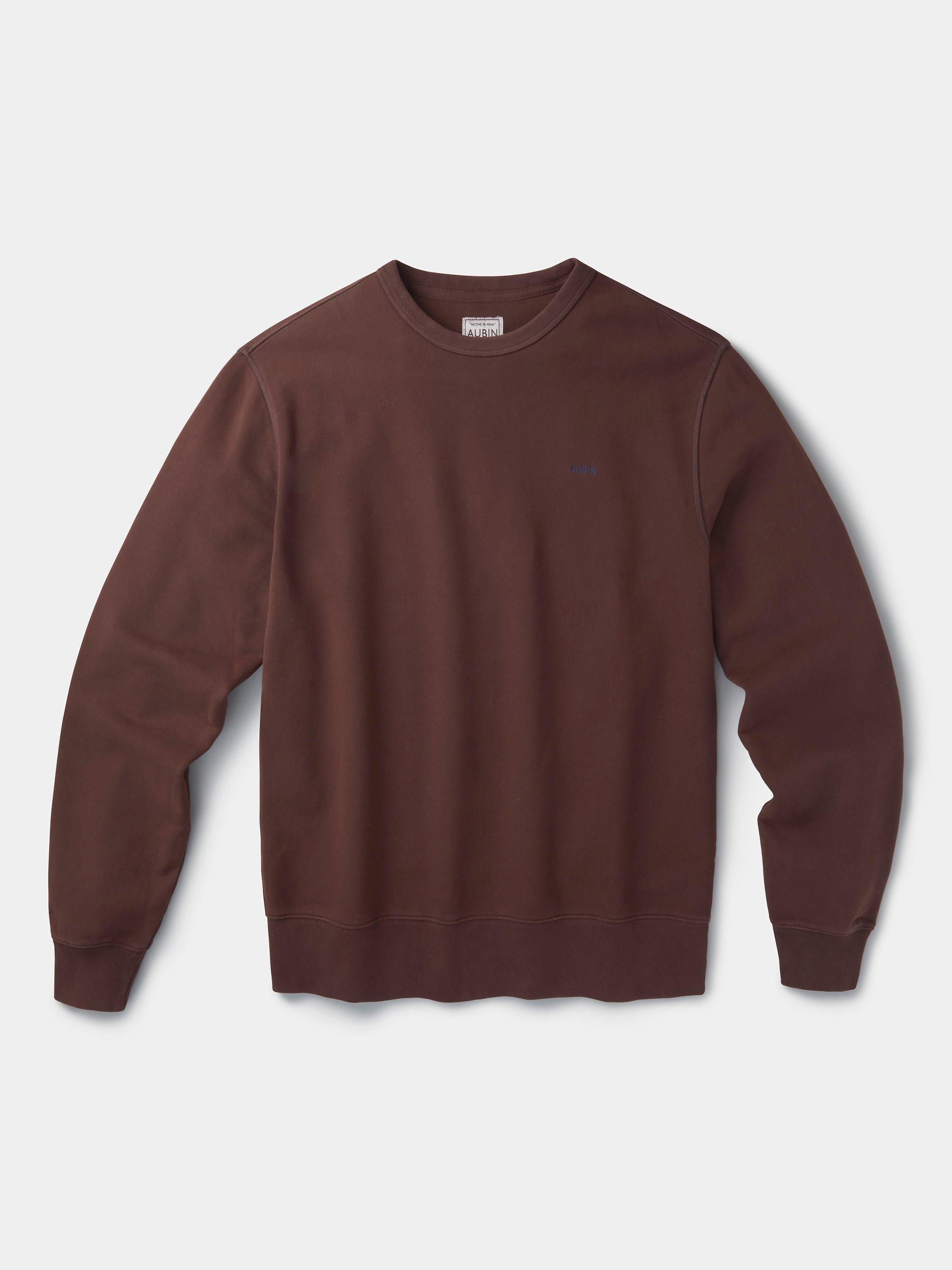 Product image 6 of 6, which shows Aubin Vestry Crew Neck Cotton Sweatshirt, Chocolate, S
