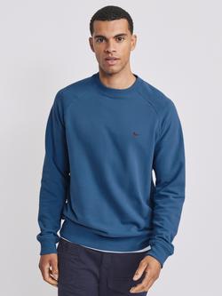 Aubin Ash Crew Neck Cotton Sweatshirt, Blue, Blue