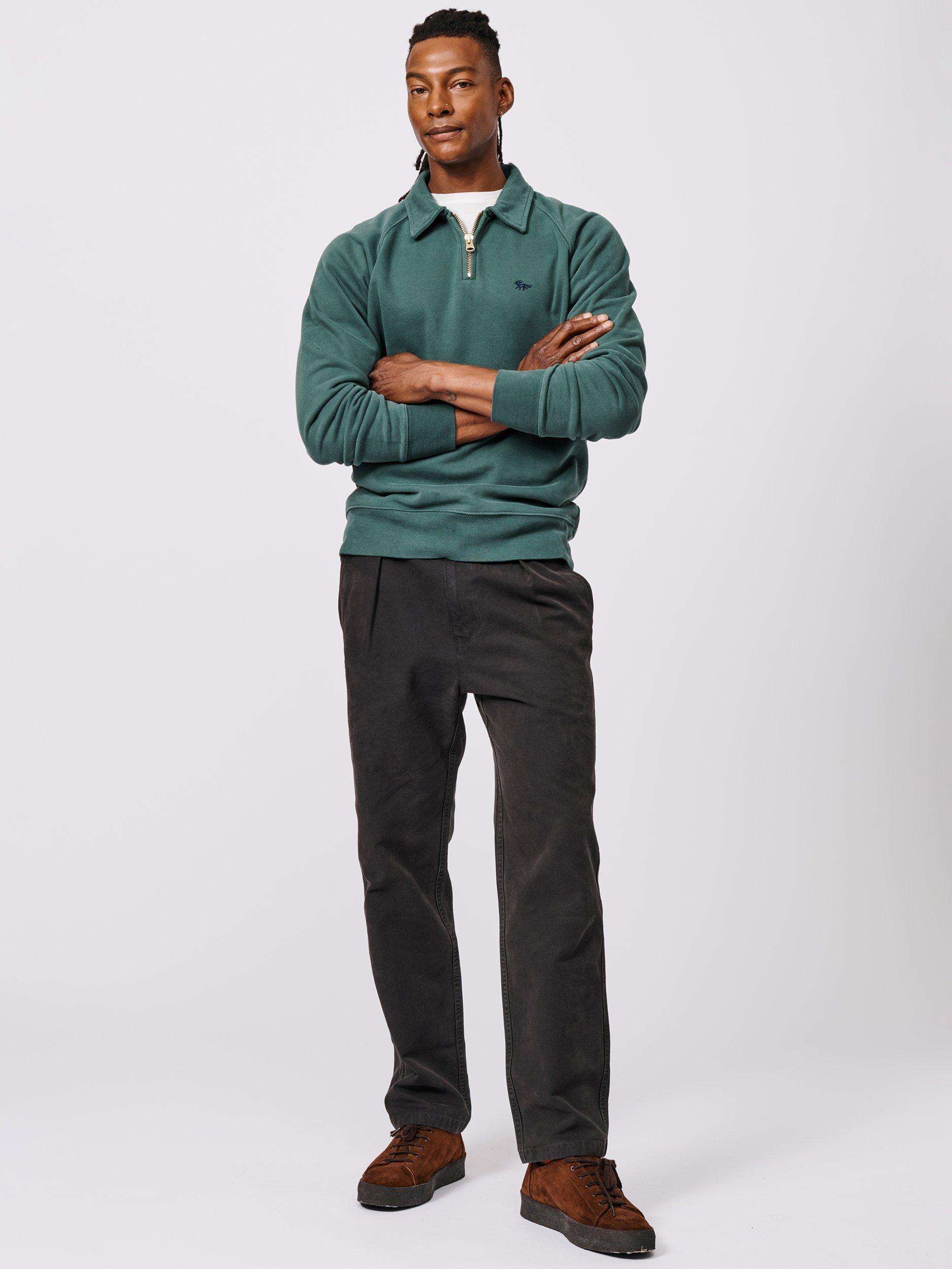 Product image 3 of 5, which shows Aubin Dunster Zip Neck Jumper, Racing Green, L