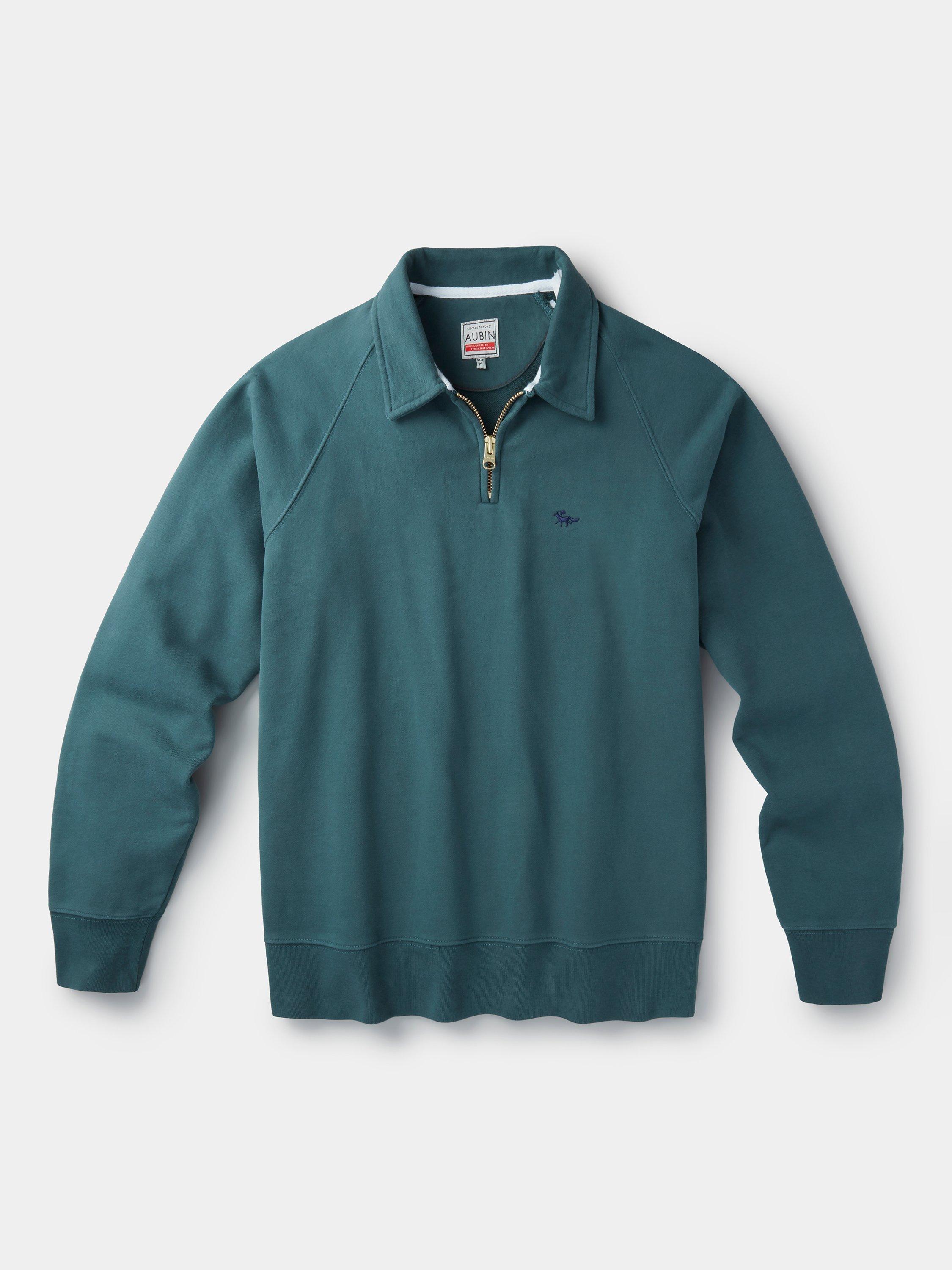Product image 5 of 5, which shows Aubin Dunster Zip Neck Jumper, Racing Green, L
