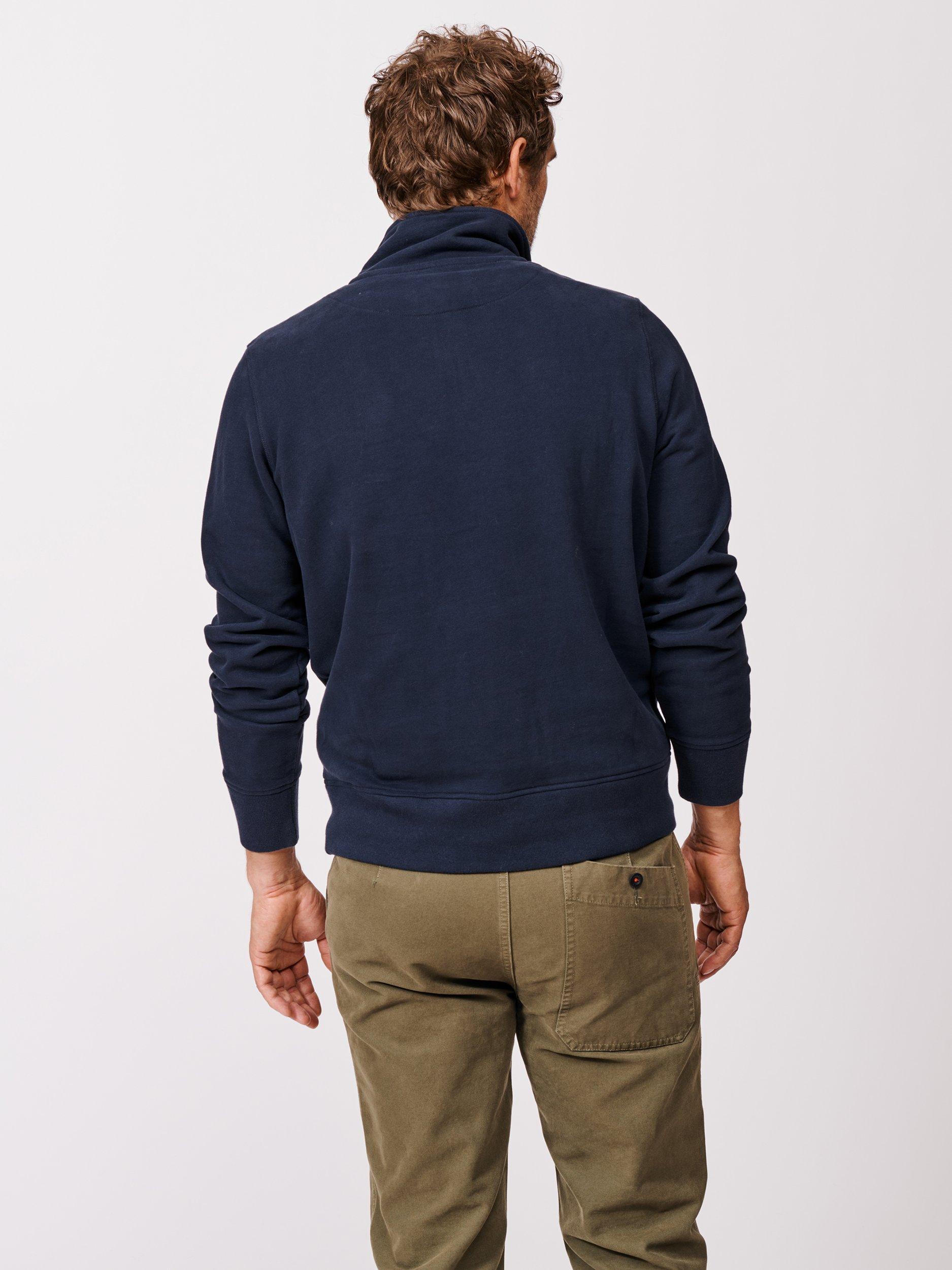 Product image 2 of 5, which shows Aubin Harris Cotton Zip Neck Jersey Top, Navy, S