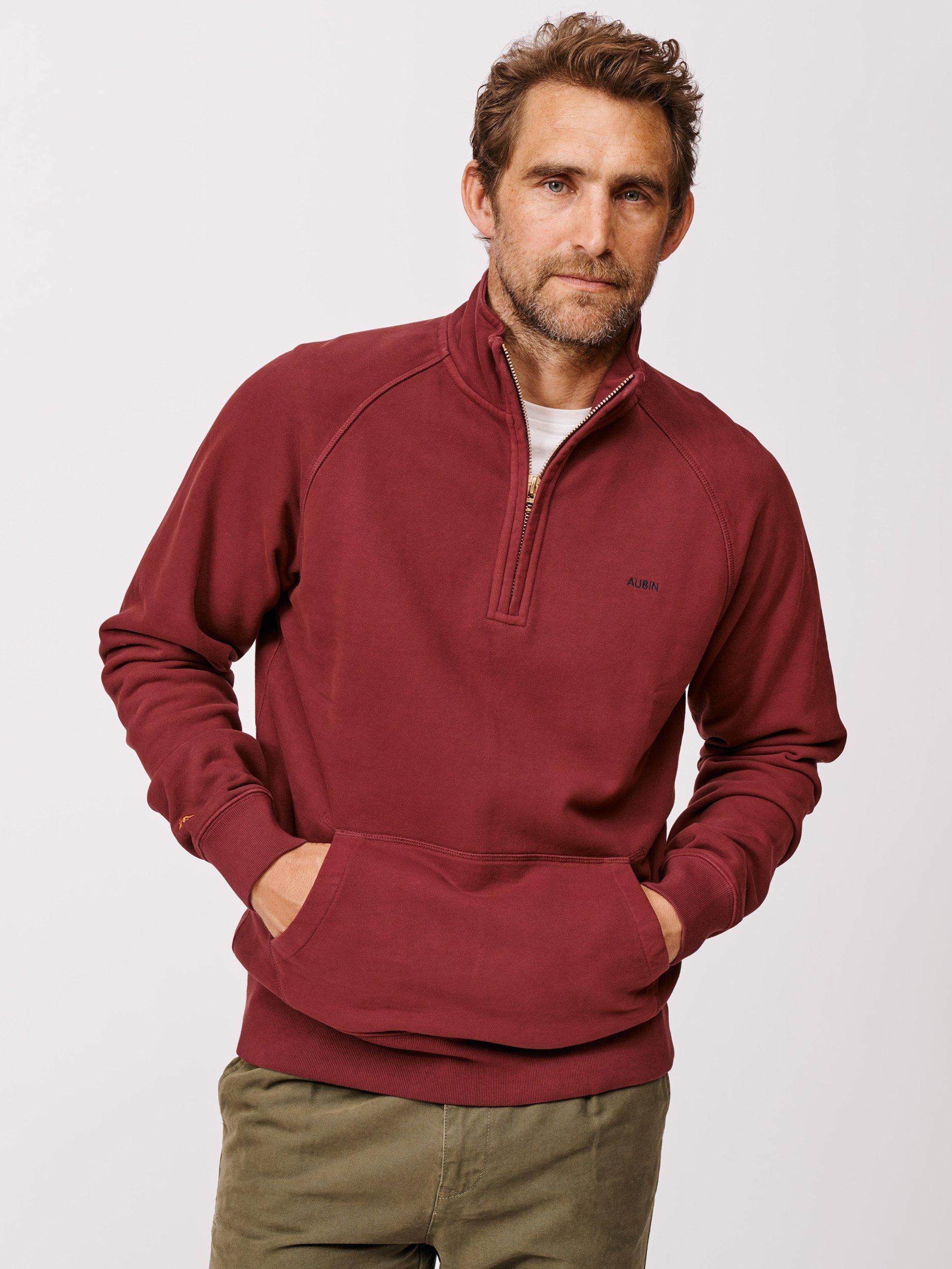 Product image 1 of 6, which shows Aubin Provost Half-Zip Sweatshirt, Burgundy, M
