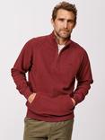 Aubin Provost Cotton Quarter-Zip Jersey Top, Burgundy