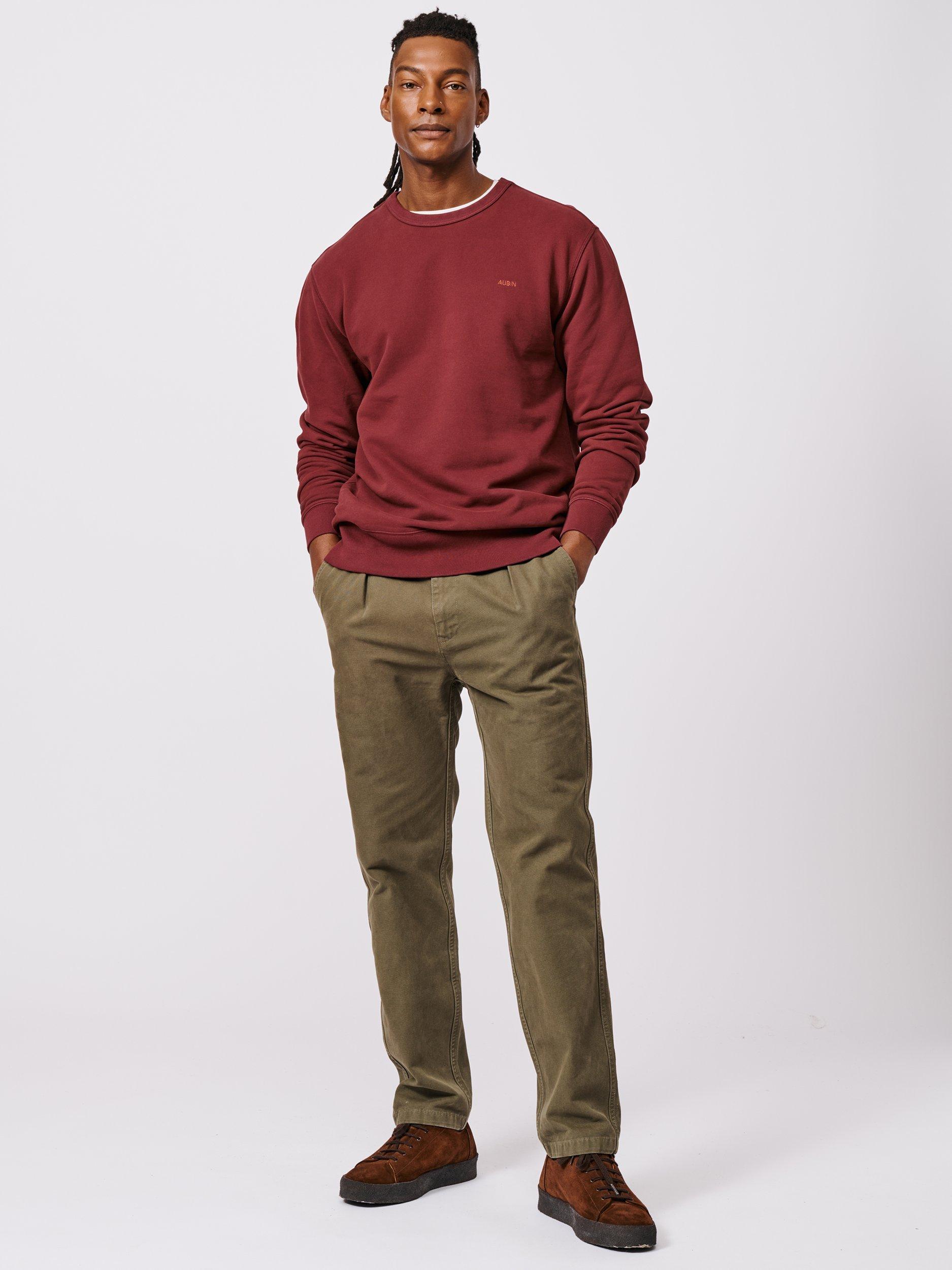 Product image 3 of 6, which shows Aubin Vestry Crew Neck Cotton Sweatshirt, Port, M