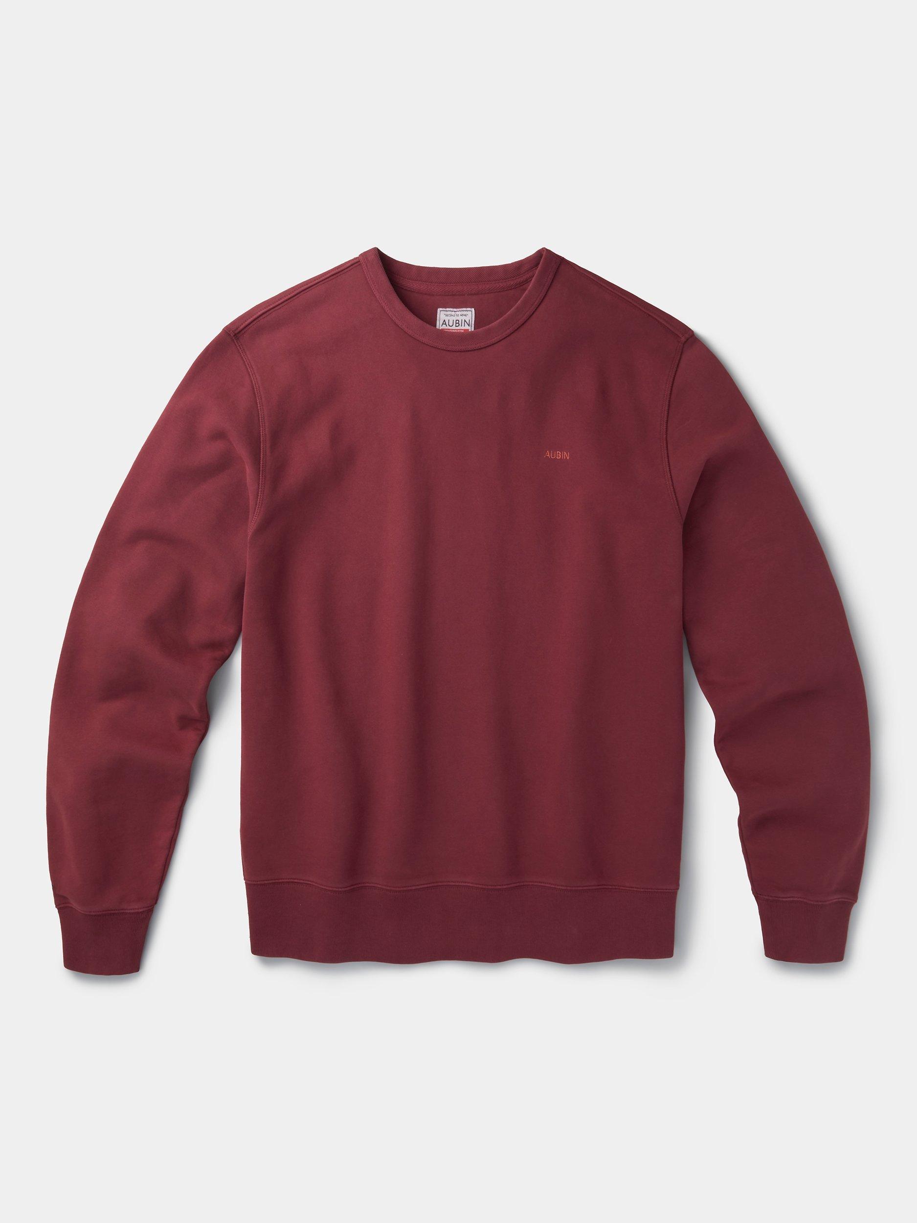 Product image 6 of 6, which shows Aubin Vestry Crew Neck Cotton Sweatshirt, Port, M