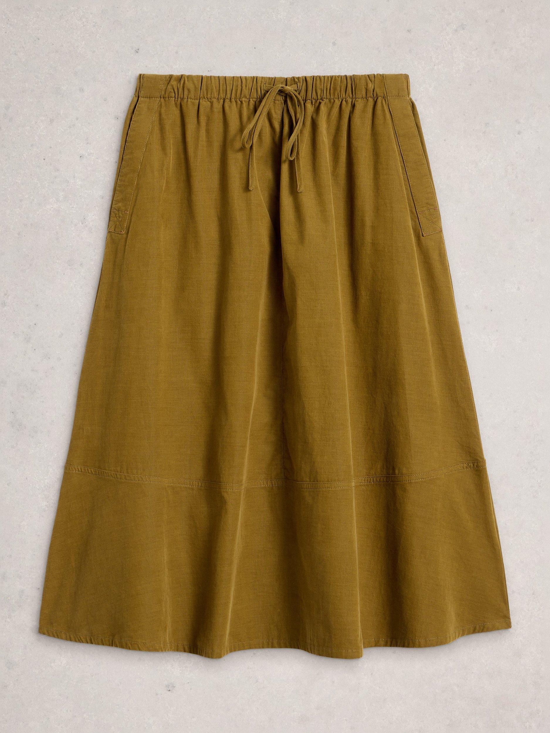 Product image 5 of 6, which shows White Stuff Tilly Corduroy Midi Skirt, Khaki, 8