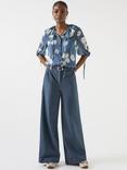 L.K.Bennett Frey Wide Leg Trousers, Indigo
