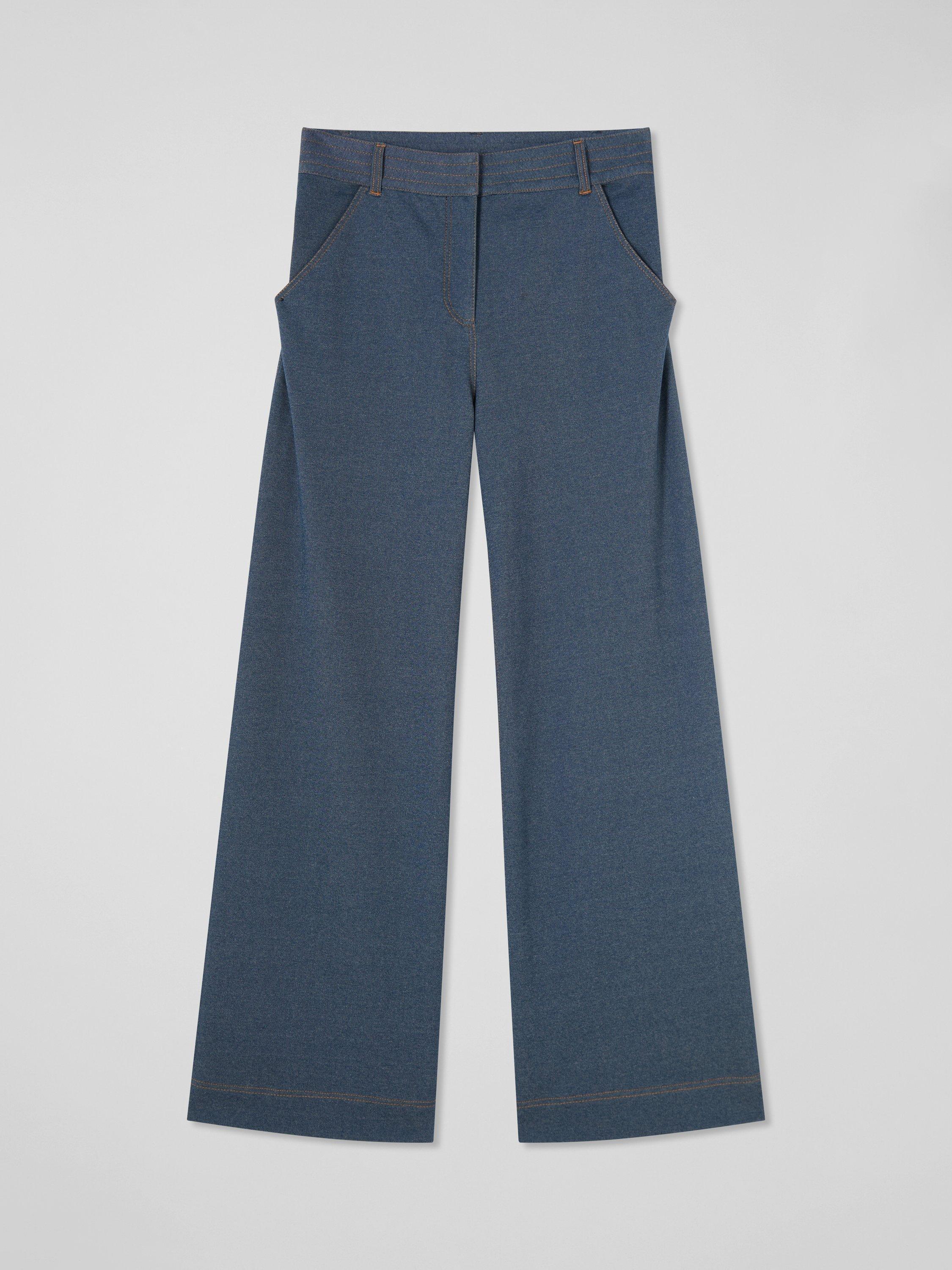 Product image 5 of 5, which shows L.K.Bennett Frey Wide Leg Trousers, Indigo, 6