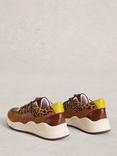 White Stuff Kazzy Leather Leopard Print Trainers, Brown/Multi