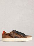White Stuff Tori Textured Leather Animal Print Trainers, Brown/Multi