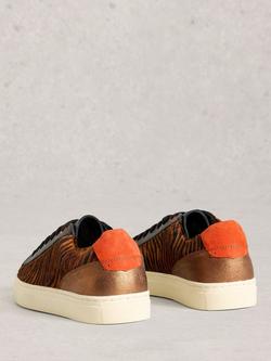 White Stuff Tori Textured Leather Animal Print Trainers, Brown/Multi - view 2, Brown/Multi